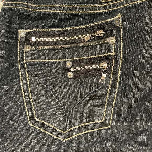 Mens Robins Jeans Racer Zipper Leather Flap Pocket Wings size 42 - Picture 2 of 12